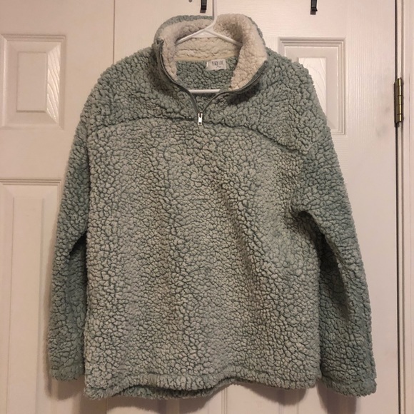 Peach Love California Jackets & Blazers - Mint Green Sherpa